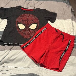 3T Boys Marvel Spider-Man Black Tee with matching shorts